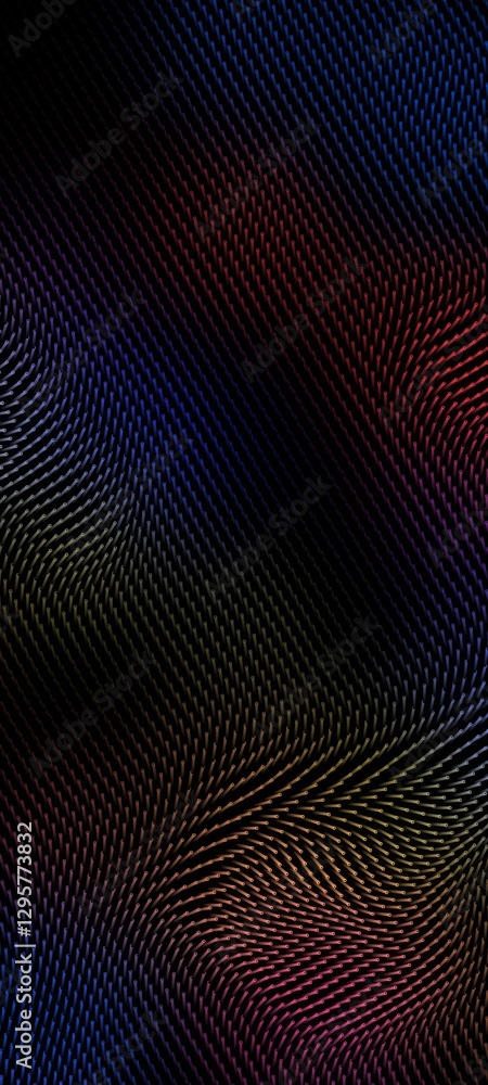 Poster colorful abstract pattern with swirling lines on a dark background