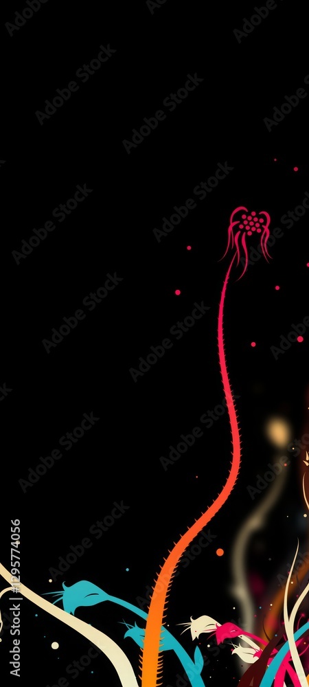 Aufkleber colorful abstract lines and shapes against a dark background create a dynamic design