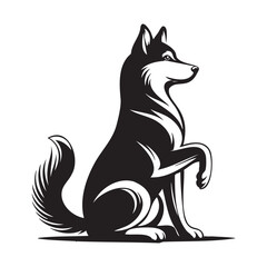 Cat Silhouettes vector, Black Dog Silhouette | Husky Dog Vector | Dog Logo in Circle | Pet Animal Clipart | PNG, SVG, EPS