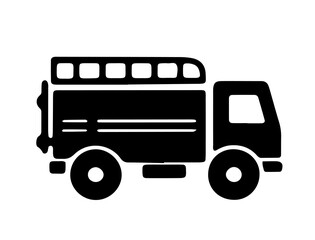 Silhouette of fire truck on white background