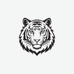 Discover a sleek and stylish tiger face vector silhouette with clean, sharp lines and a minimalist white background. Perfect for modern designs, logos, and creative projects.