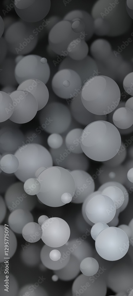 Poster soft gray spheres in a floating arrangement create an ethereal abstract pattern