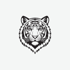 Discover a sleek and stylish tiger face vector silhouette with clean, sharp lines and a minimalist white background. Perfect for modern designs, logos, and creative projects.