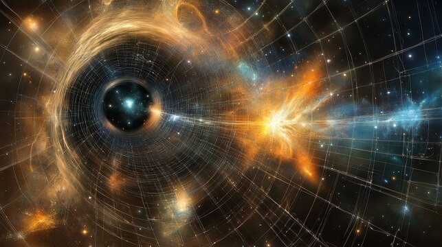 Cosmic Black Hole with Colorful Nebula and Starry Background