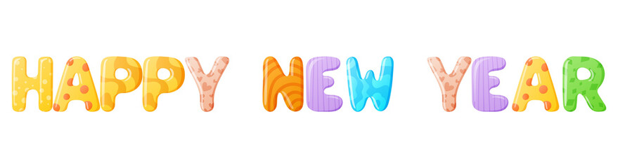 Happy New Year text on white background