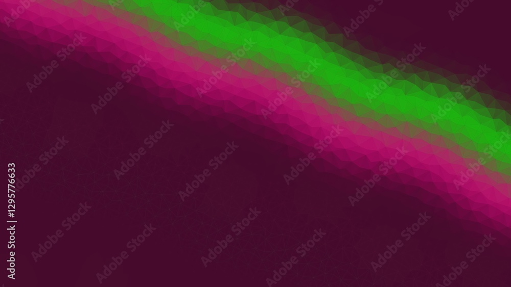 Poster abstract diagonal gradient with pink and green polygons on a dark background