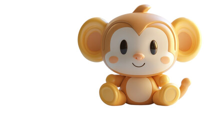 Obraz premium cute 3D render of lovable monkey character with big ears and cheerful expression, perfect for children decor or toys