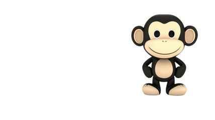 Fototapeta premium delightful happy monkey character with big smile, standing confidently. This cheerful design is perfect for children themes and playful illustrations