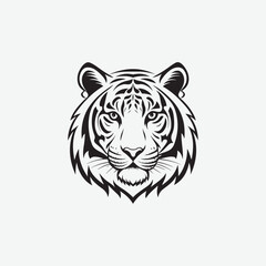 Discover a sleek and stylish tiger face vector silhouette with clean, sharp lines and a minimalist white background. Perfect for modern designs, logos, and creative projects.