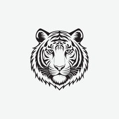Discover a sleek and stylish tiger face vector silhouette with clean, sharp lines and a minimalist white background. Perfect for modern designs, logos, and creative projects.