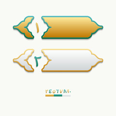 Decorative banners with intricate designs and contrasting colors, set with one to zero arabic numbers; islamic label template for presentation