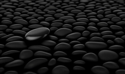 Obraz premium A close-up view of smooth black pebbles on a surface.