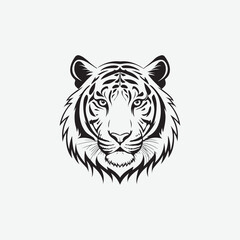 Discover a sleek and stylish tiger face vector silhouette with clean, sharp lines and a minimalist white background. Perfect for modern designs, logos, and creative projects.