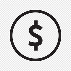 Doller coin icon on white background. cash doller icon vector. Vector icon of doller. 