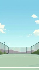Naklejka premium Empty court under a clear sky, ideal for sports illustration