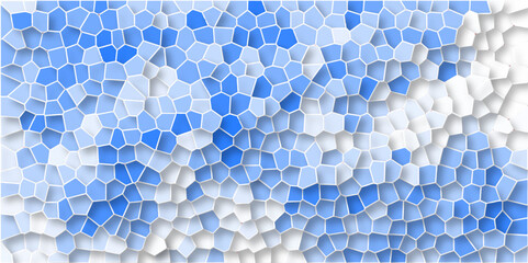 Broken Stained Glass Background of light blue color. Pastel light mint colors stone tile pattern. Trendy simple minimal geometric pastel background of mosaic backdrop. Quartz Crystal Pixel Diagram.