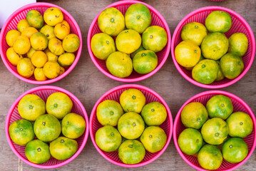 Organic Mandarins in a Rustic Market Setting