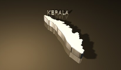 Map of Indian state Kerala in 3D Golden Theme 3 © Bhaskar