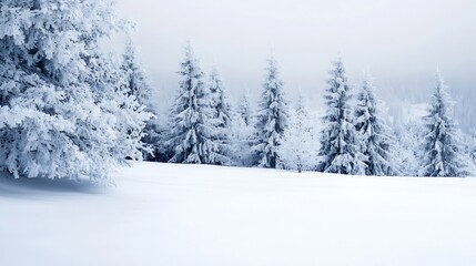 Obraz premium Enchanting Winter Wonderland with Snow-Covered Evergreen Trees : Generative AI
