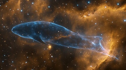 Fototapeta premium Ethereal Cosmic Whale Gliding Through Colorful Nebula Clouds