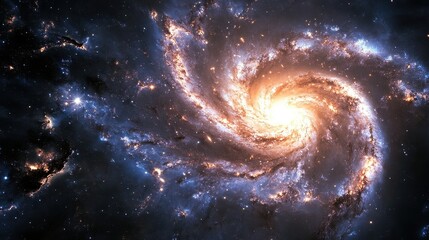 Fototapeta premium Stunning Spiral Galaxy with Bright Center and Colorful Stars