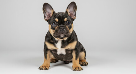 Obraz premium Adorable French Bulldog Puppy Black and Tan Studio Shot Pet Portrait