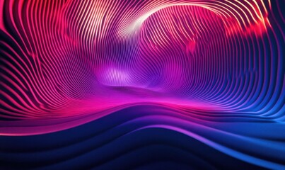 Naklejka premium Abstract neon lines tunnel background, futuristic design element