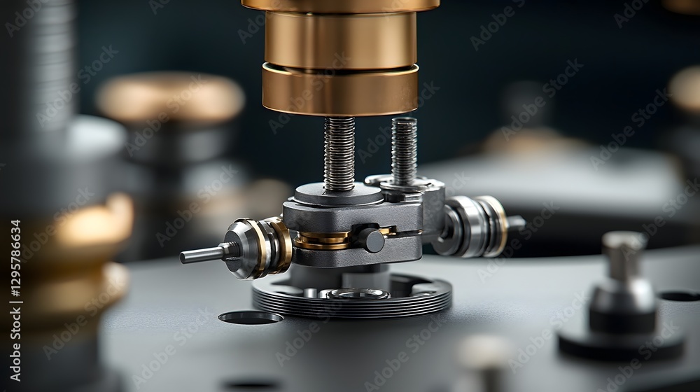Fototapete Macro close up view of the intricate mechanics and inner workings of a pressed trigger mechanism showcasing the precision engineering and complex design of this industrial component
