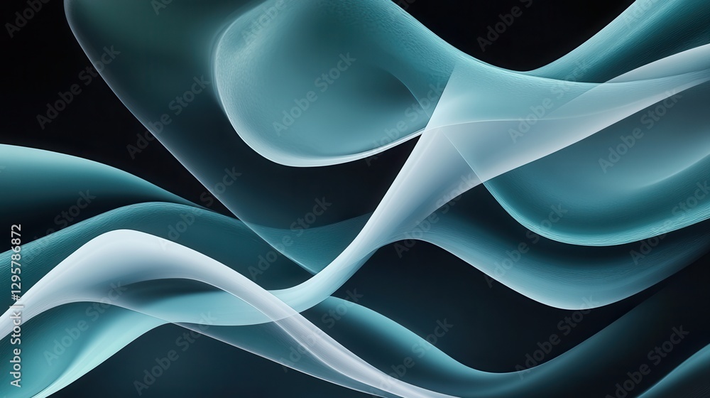 Aufkleber abstract swirling waves in shades of turquoise and white creating an elegant and tranquil visual rep