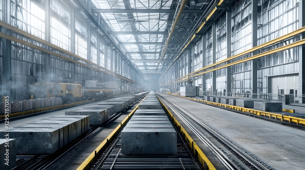 Aufkleber metal ingots cooling on a conveyor belt after being cast in a continuous casting process in an indus
