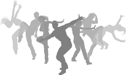 Street dancers dancing silhouette hip hop dance silhouettes poses set