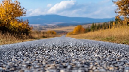 Obraz premium Scenic Open Road with Textured Surface Surrounded by Vibrant Autumn Colors : Generative AI