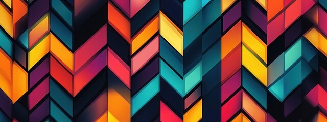 Vibrant Geometric Pattern with Colorful Chevron Shapes Creating a Modern Abstract Texture for Creative Projects and Design Backgrounds