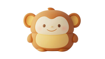 Fototapeta premium Cute monkey character design, smiling and cheerful, with soft features and rounded shapes, perfect for children products or illustrations