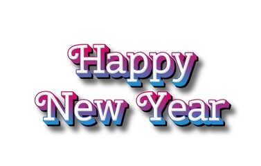 Happy New Year text on white background