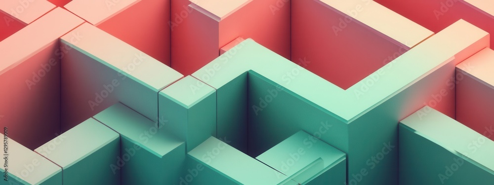 Aufkleber abstract geometric maze design featuring soft pastel colors of pink and green, symbolizing complexit