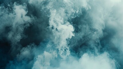 Surreal swirling vapor forming puffy cumulus clouds in a dreamy, transparent haze with subtle neon reflections and fog-inspired texture overlays for an atmospheric, captivating visual effect.