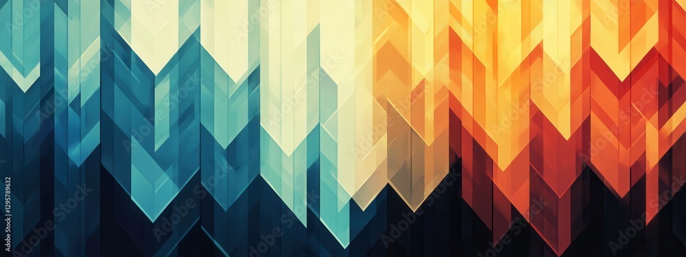 Poster abstract geometric background with triangular shapes in blue, yellow, and orange gradients for creat
