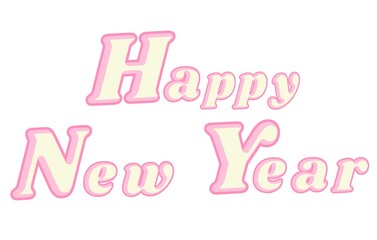 Happy New Year text on white background