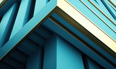Obraz premium Abstract teal & gold architectural corner detail, modern design background
