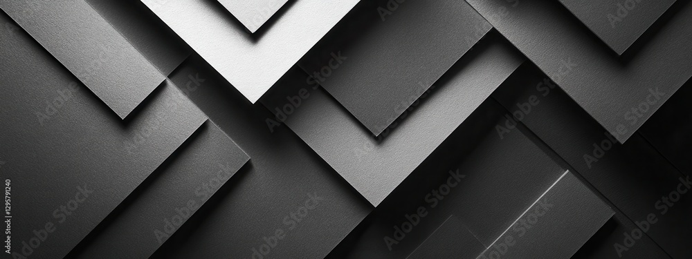 Aufkleber abstract composition of layered black and gray paper sheets with sharp angles in a stylish modern de