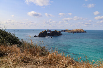 바다와 언덕이 어우러진 풍경 제주 제주시 한경면 용수리 올레길 12코스 생이기정