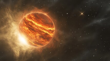 Majestic Glowing Planet Surrounded by Cosmic Dust and Stars