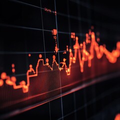 Red Financial Downturn: Stock Market Crash Graphic Illustration on Dark Screen Displaying Bearish Trend