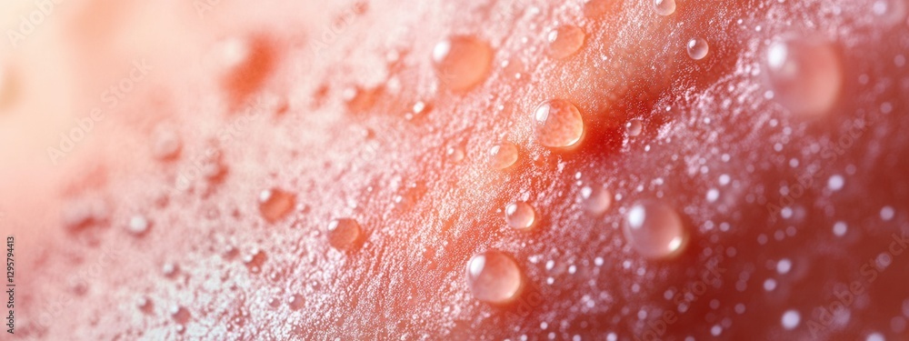 Aufkleber close-up view of water droplets on a smooth surface with soft lighting and warm tones reflecting nat