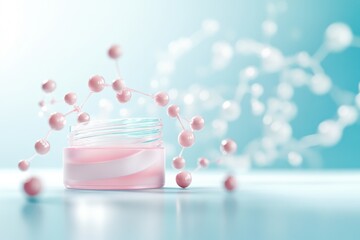 Skincare innovation concept with molecular structure beauty product