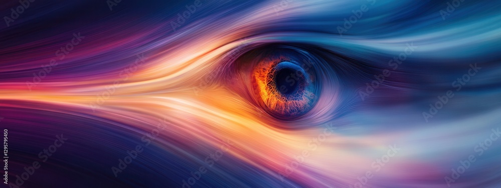 Aufkleber abstract representation of a human eye with vibrant colors and dynamic motion blending to create an 