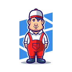 Cute cartoon character mascot profession job mechanic vector