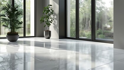 Fototapeta premium Realistic freshly polished floor for interior design with copy space