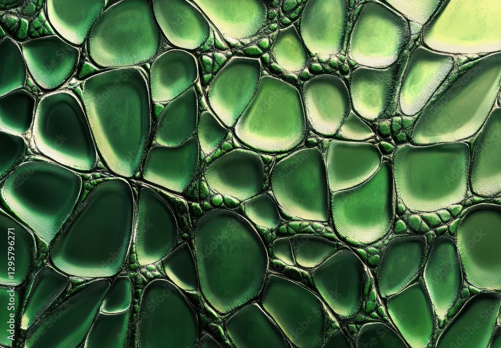 Poster abstract close-up of green textured surface resembling natural elements with organic shapes and intr